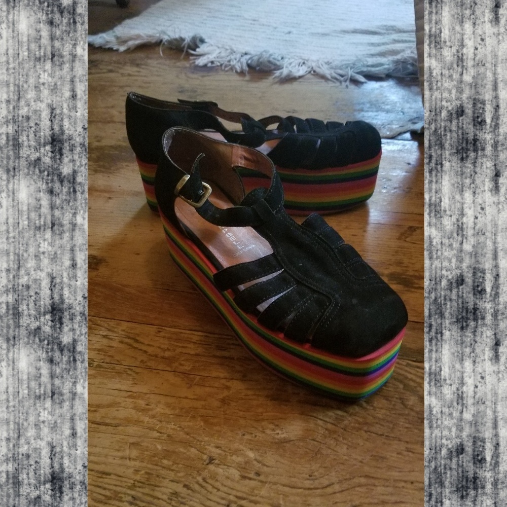 Jeffrey Campbell  rainbow platform SANDALS - Picture 2 of 8